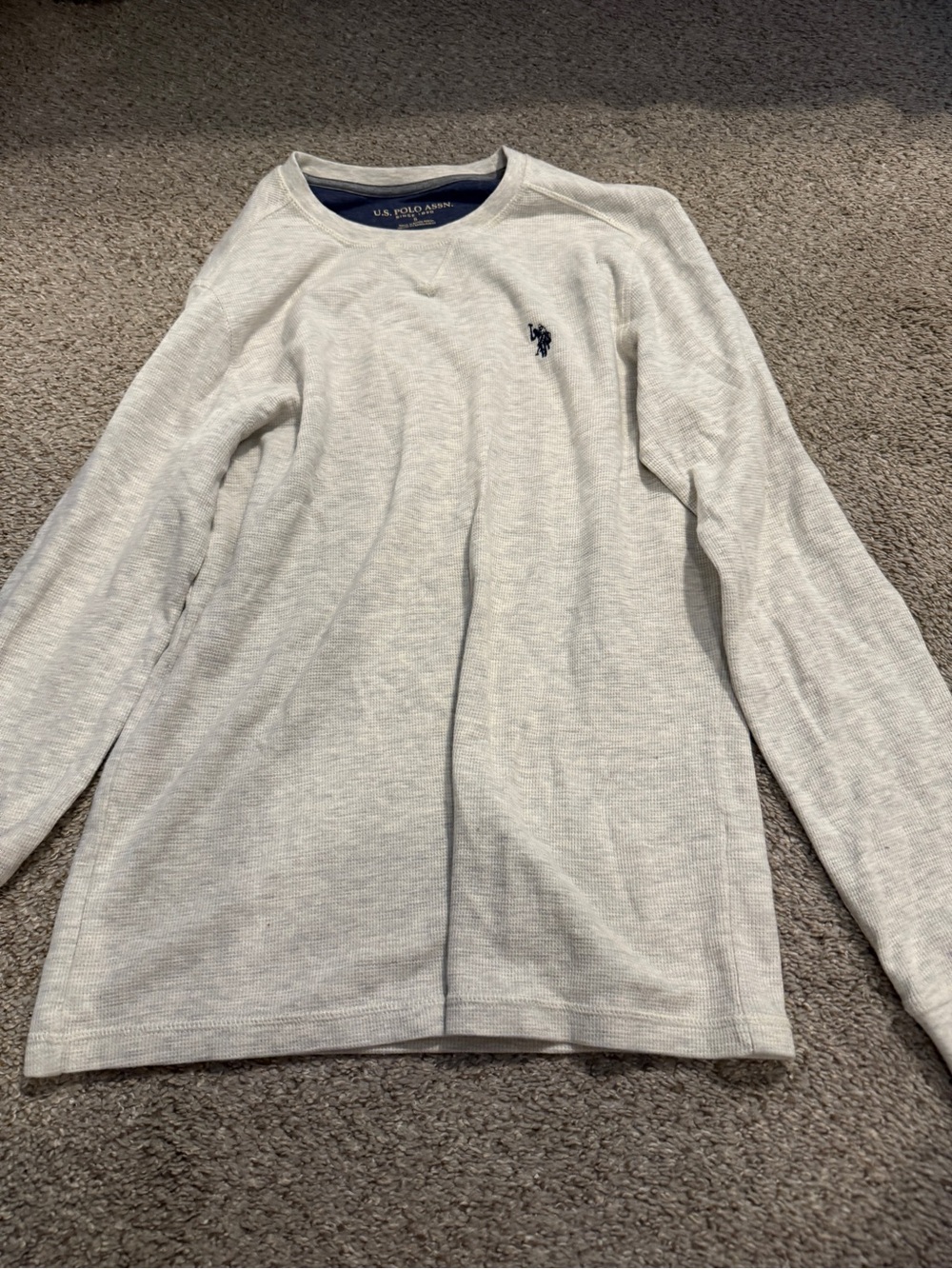 U.S. Polo Assn. Long Sleeve Crewneck Shirt - Light Gray with Navy Logo